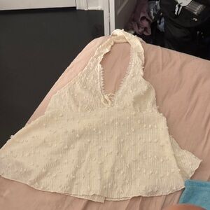 Elegant Cream Halter Top